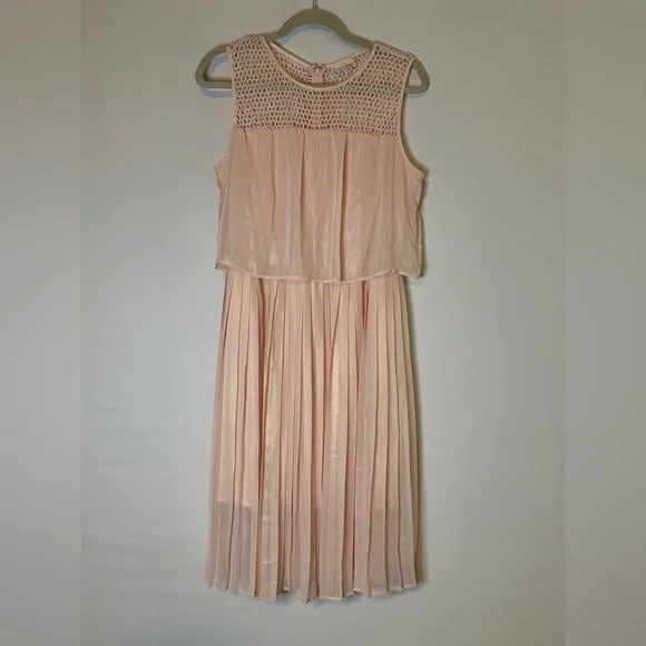 Maison Jules Dresses | Maison Jules Peach Smocked Tiered Dress with Pleated Front | Color: Pink/Tan | Size: L | Michellepowe770'S Closet